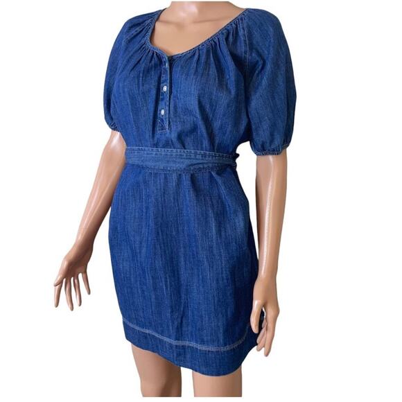 NEW Free Assembly denim dress with waist tie SZ XS Chambray belted - Picture 1 of 7